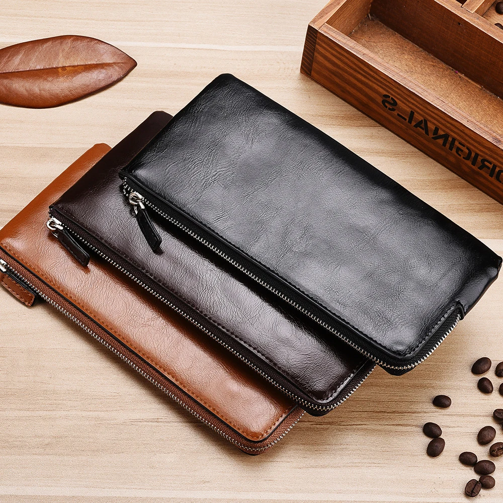 

long Men Wallets phone Boy bag leather money Purse Card Holder For man male wallet zipper zapatero portafogli uomo walet men