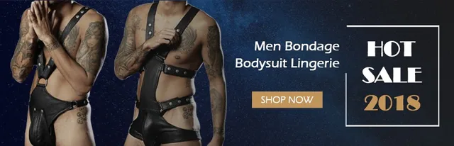 Sexy Men Faux Leather Bodysuit Exotic Fetish Bondage Restraint Lingerie Black Fantasy Gay Jumpsuit Teddy Vinyl Sex Underwear -