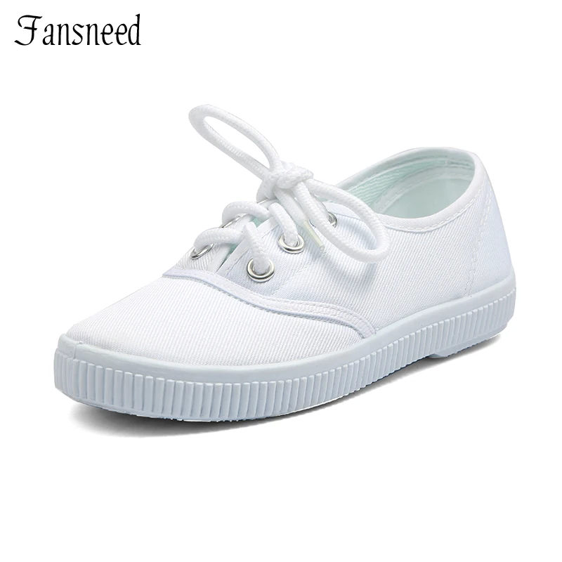 Child small white shoes white canvas primary school students shoes ...