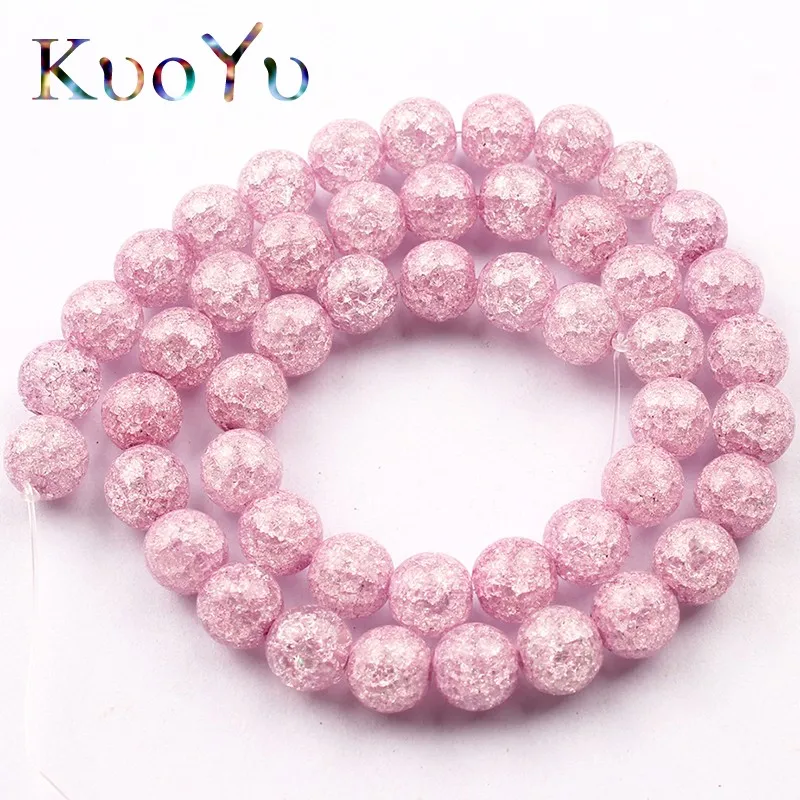 

Light Purple Cracked Crystal Bead Round Loose Spacer Beads 6/8/10mm For Making Jewelry DIY Charms Bracelet Accessorie 15''Strand