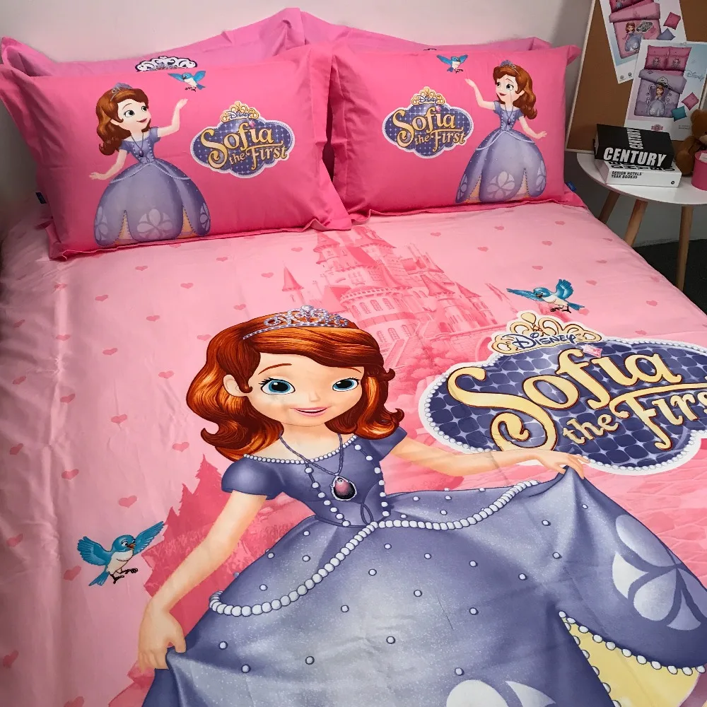 Sofia The First Print Bed Cover Single Twin Queen King Size Comforter Bedding Set Girl Teens Linens Sheet 100 Cotton Pink Color Bedding Sets Aliexpress