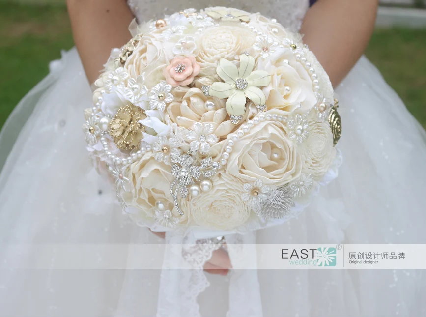 Diy Ivory Brooch Bouquet Plants Flower Bride Bridal Wedding Diy Ivory Brooch Bouquet Plants Flower Bride Bridal Wedding Bridesmaid Creative Dried Flowers Customizable Bouquets In From