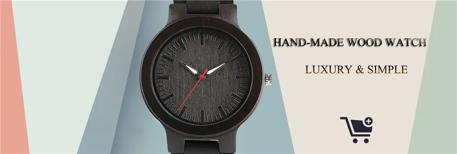 Новое поступление 2017 года Для мужчин ручной работы Ebony Деревянный Кварцевые часы творческий уникальный Дизайн браслет застежка
