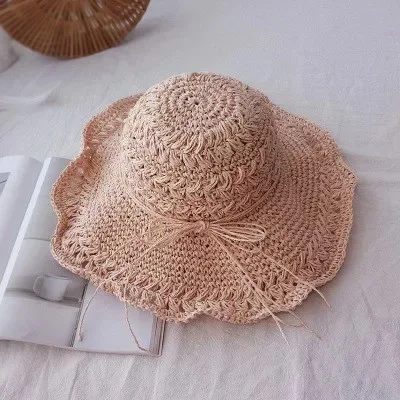 Новые женские sombreros ручной работы открытый женские шапки Boho пляжная шляпа шляпы с широкими полями праздник путешествия летняя шапка - Цвет: light pink