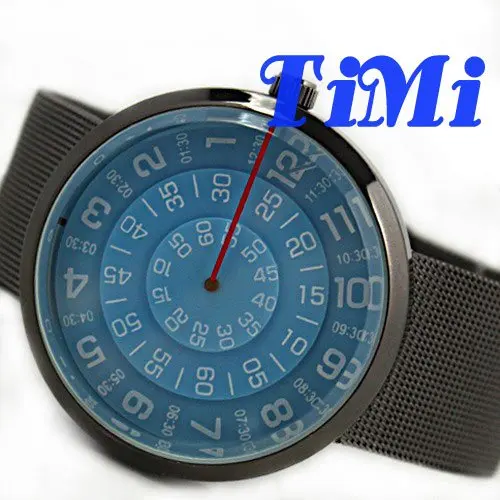 

Mens Women Bule Special Rotary Dial Quartz Watch Steel