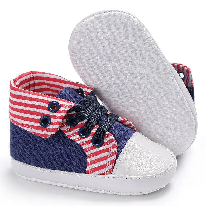 

Raise Young Canvas Spring Autumn Baby Sneakers Stripe Patch Flange Toddler Baby Girl First Walkers 0-18M Newborn Boy Shoes