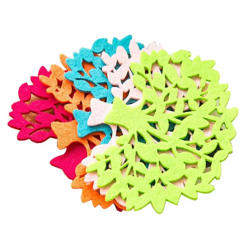 

5PCS Cup Drinks Holder Mat Big Tree Shape Colorful Tableware Placemat for Home Office Use Happy Sale