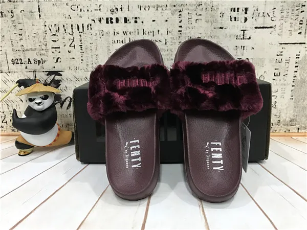 2018 Puma Rihanna Fenty co новый бренд puma плюшевые тапочки macarons фиолетовый женская обувь