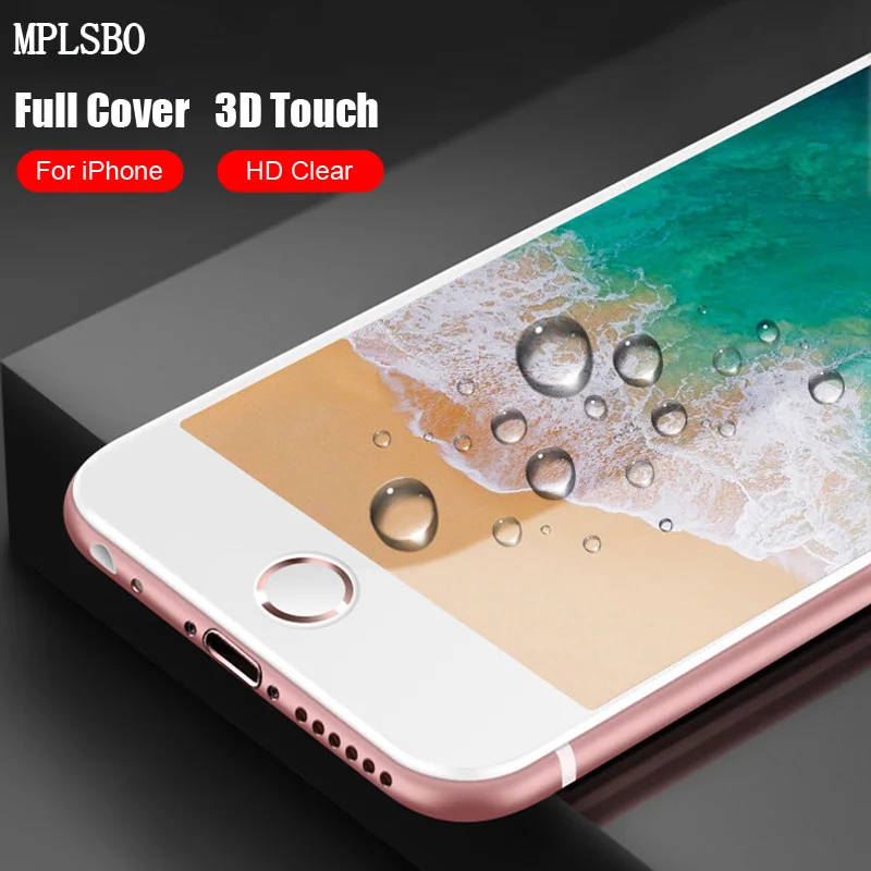 

MPLSBO 5D Full Cover Tempered Glass For iPhone 7 8 Plus Screen Protector For iPhone 6 6S Plus Glass 3D Soft Edge Protective Film