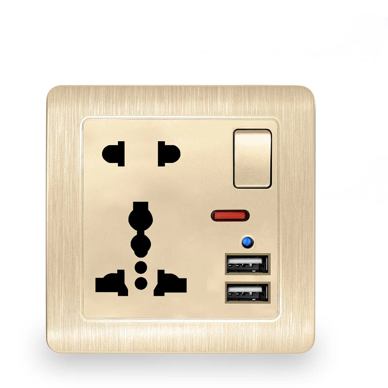 

2pcs Type 86 British USB Wall Switch Socket 13A UK Standard Square Foot Five-hole Multi-function Socket USB Outlet