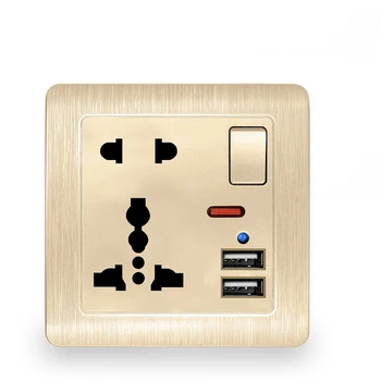 

2pcs Type 86 British USB Wall Switch Socket 13A UK Standard Square Foot Five-hole Multi-function Socket USB Outlet