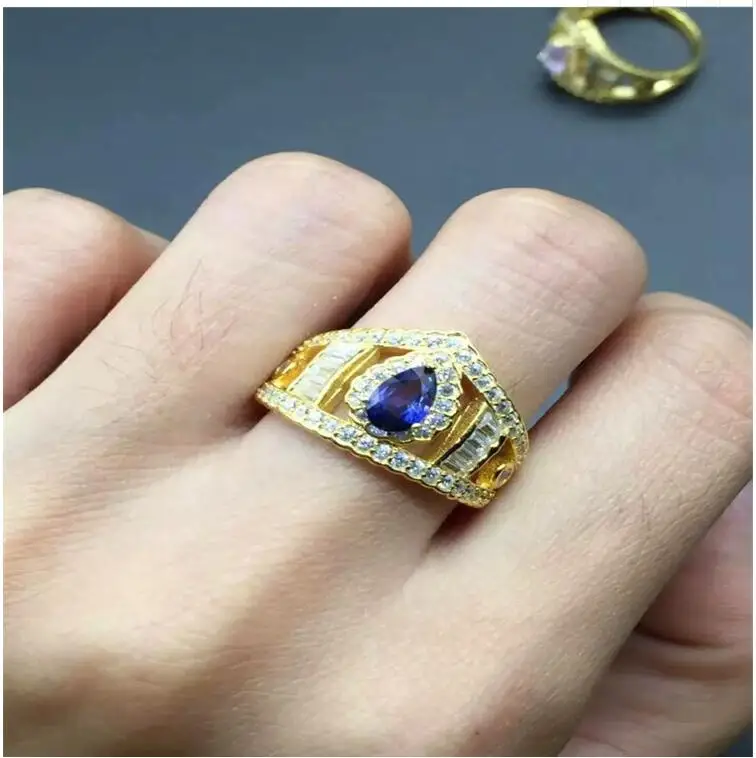 

Tanzanite ring Free shipping Real and natural tanzanite 925 sterling silver Fine women jewelry 4*6mm gemstone