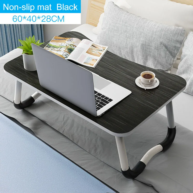 Простой стол для ноутбука, кровать, складной маленький стол для общежития, стол для шезлонга, обновленная версия, нескользящая настольная мебель - Цвет: A89-Non-slip Black