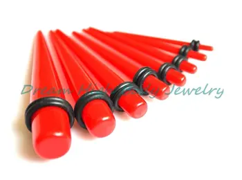 

Neon Red Color Earring Taper Stretchers Ear Piercing Tapers Plugs Stretching Stretcher Expander Kit Free Shipping 1.6-10mm