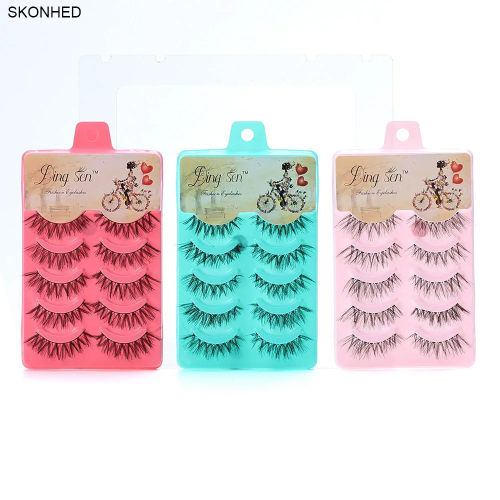 

5 Pairs New Women Lady Natural Soft Black Fake Eye Lashes Handmade Thick Fake False Eyelashes Makeup Extension Tools