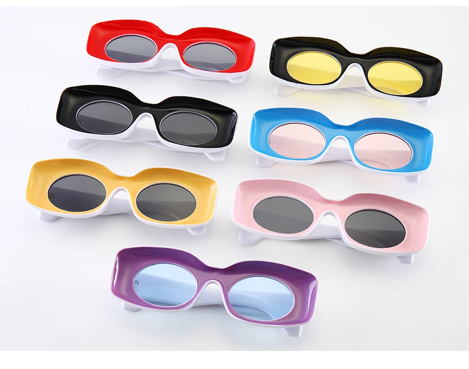 Новая мода Квадратные Солнцезащитные очки для женщин Для мужчин летний Мода Брендовая Дизайнерская обувь красные, синие, желтые, розовые, Женская оправа солнцезащитные очки UV400