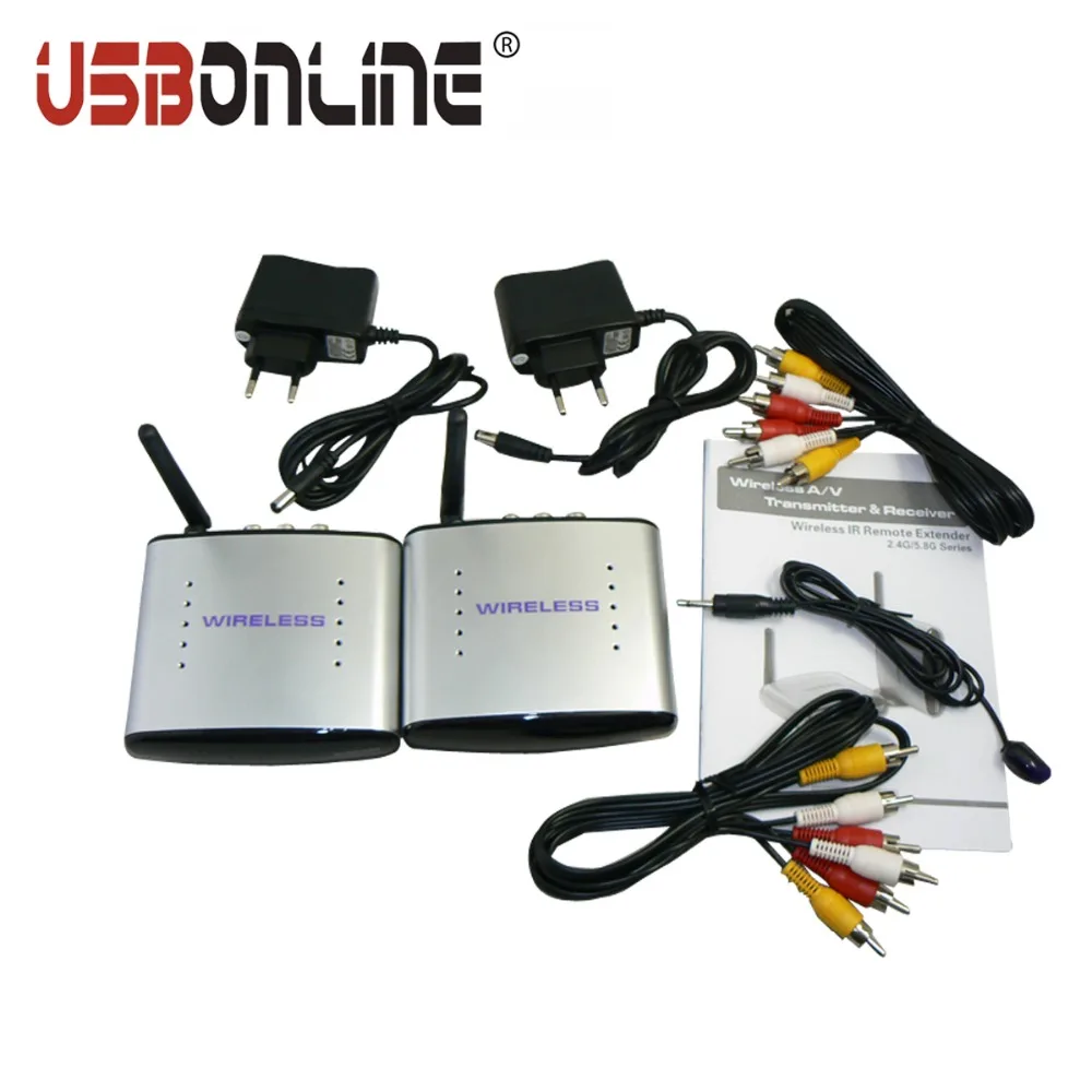 

USBONLINE 150M 2.4G Wireless A/V TV sender Audio Video Transmitter & Receiver PAT-220 IR Remote Extender For DVD DVR STB IPTV