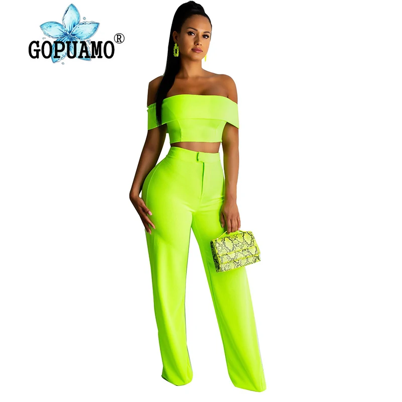 neon off the shoulder crop top
