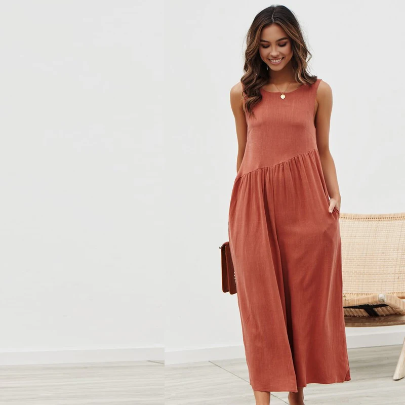 

Elegant Jumpsuits For Women 2019 Spring Casual Solid Pants Romper Bib Overalls Jumpsuit Loose Overalls Playsuits Long Pants