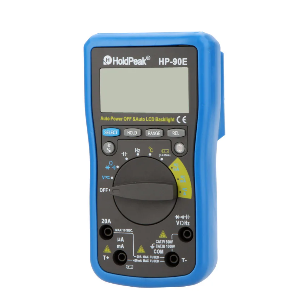 

HoldPeak HP-90E LCD Backlight Digital Multimeter Auto Range Digital Multimeter DMM Temperature Meter Battery Tester