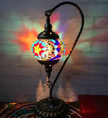 Витражный светильник ручной работы, декоративный художественный светодиодный мозаичный светильник, барный стол, прикроватная кровать, винтажные лампы для гостиной - Цвет абажура: Розовый