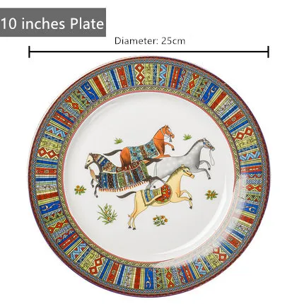Ресторан Западная фарфоровая тарелка тарелки для стейков китайская посуда керамическая тарелка роскошный костяного фарфора обеденная плоская тарелка - Цвет: 01 Set