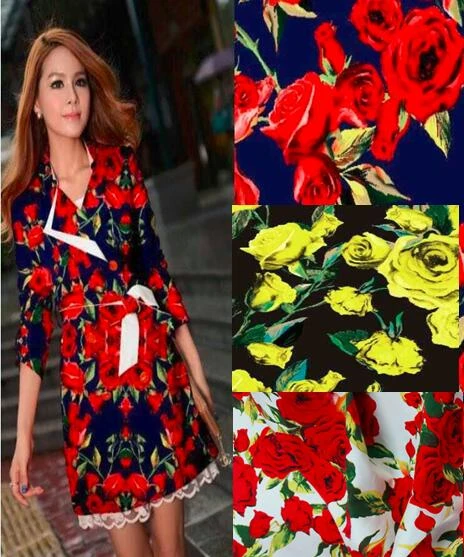 Pretty White Black Blue Red Yellow Rose Flower Printed Cotton Spandex Fabric Fabric Card Fabric Flower Potfabric Flower Trim Aliexpress