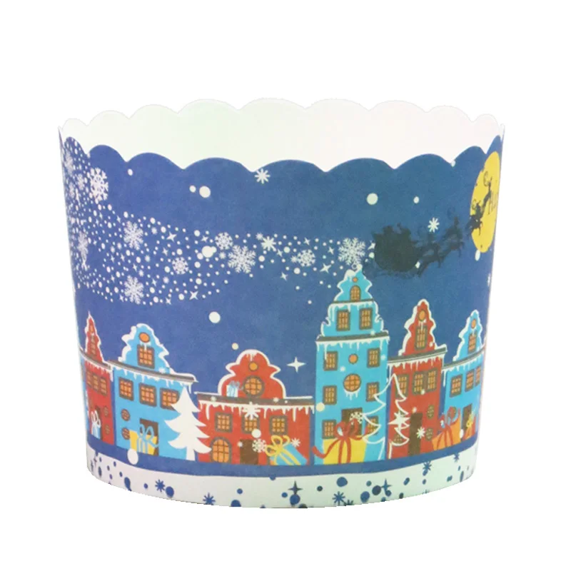 

Big Size 50pcs/bag Santa Ride Merry Xmas Jingle Bell Happy New year Snowflakes Father Christmas paper Cupcake baking cups