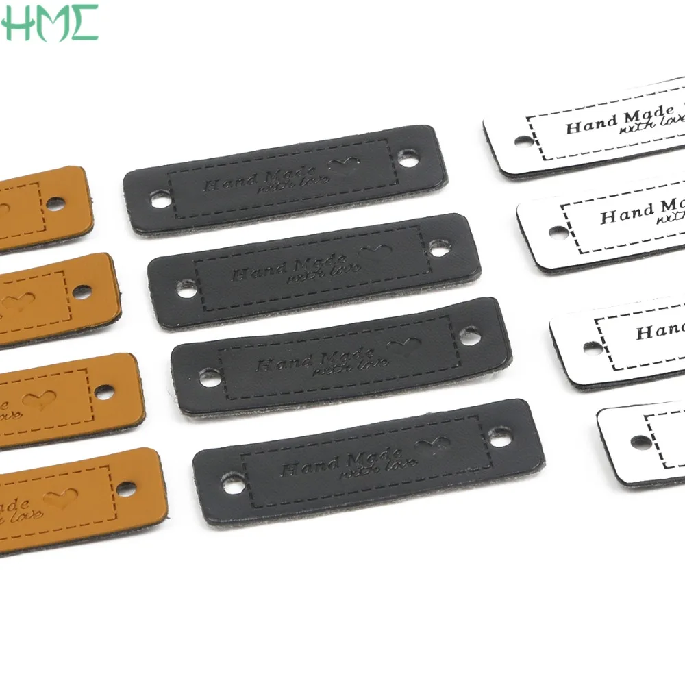 

Wholesale 24pcs Handmade Labels for Clothes Garment PU Leather Hand Made Tags Jeans Bags Shoes Accessories Jewelry Making