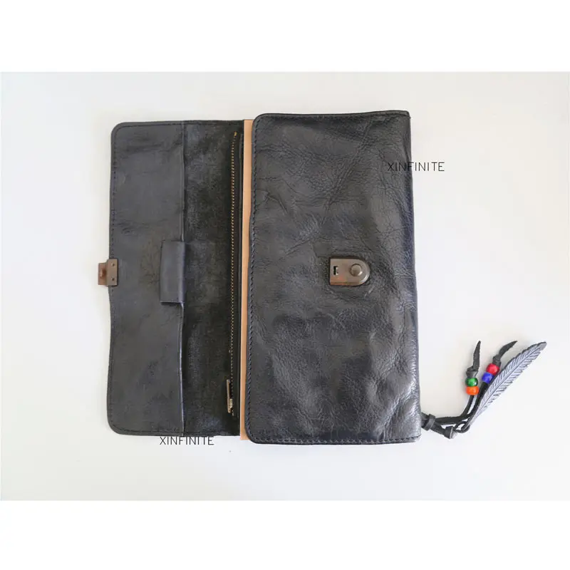 

2019 Yiwi TN America USA Style Tri-fold Genuine Leather Cow Standard Travel Notebook Black Planner