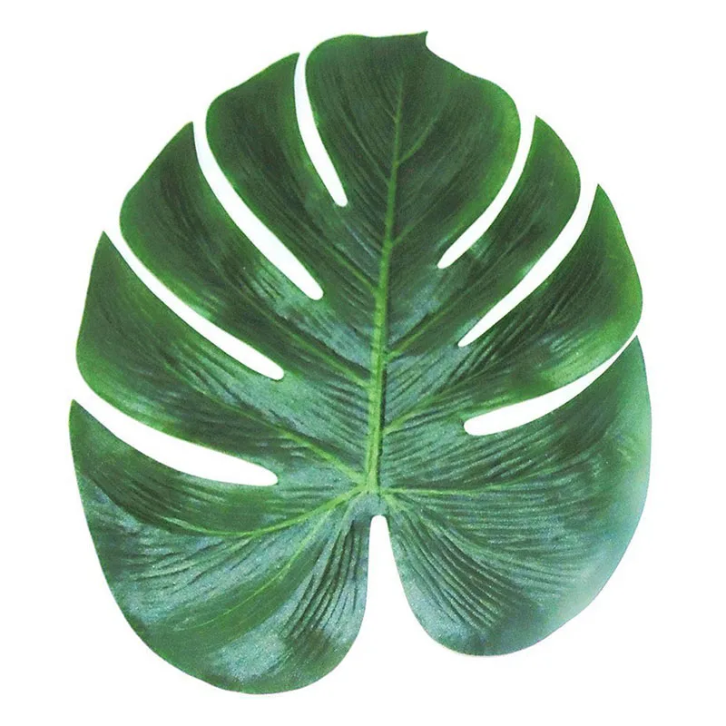 

35X29cm Artificial Palm Leaves Hawaii Luau Accessories Tropical Table Decoration Party Beach Fashion 12PCS Hot