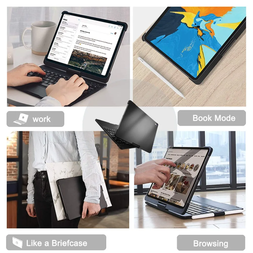 Funda para iPad Pro 11 10,5 9,7 7 Color retroiluminada 360 rotacio teclado inalámbrico Bluetooth para iPad 2018 2017 6th 5th Air 1 2 3 - 6