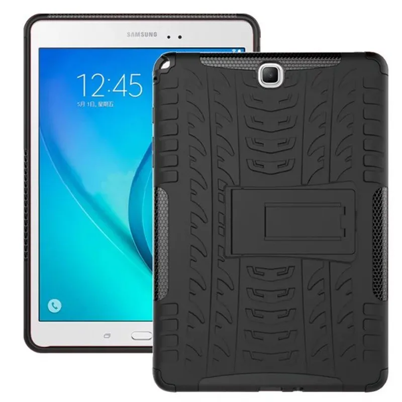 Защитный противоударный нескользящий чехол для планшета для samsung Galaxy Tab A 9,7 T550 T555 P550 P555 SM-T550 SM-T551 Чехол+ пленка - Цвет: black