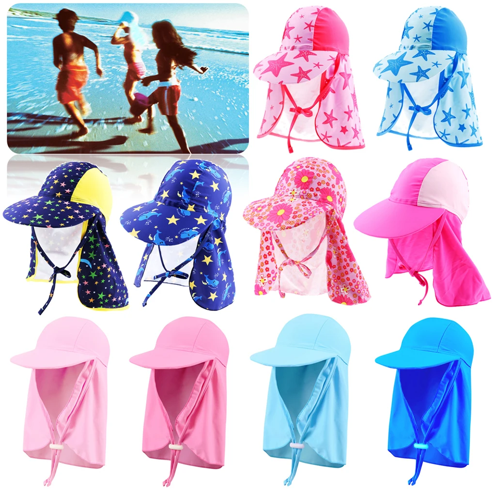 Childrens Sun Legionnaire Hat Cap Kids Baby UPF 50+ Neck Flap Protection Swimming Neck Protector for WaterSports Camping Hiking