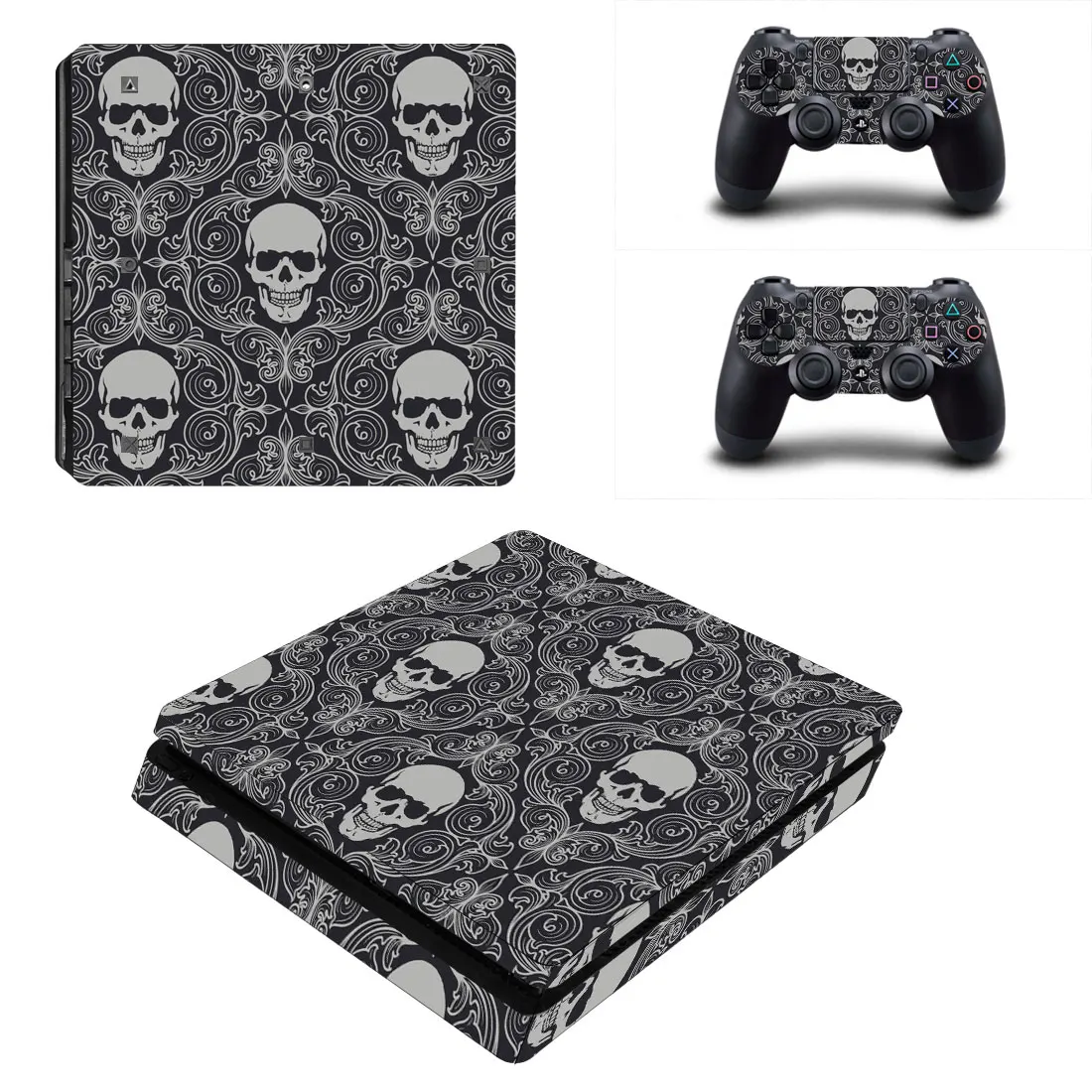 Виниловая наклейка с цветами и черепом для sony Playstation 4 PS4 тонкая консоль+ 2 шт. контроллер с пленкой наклейка s