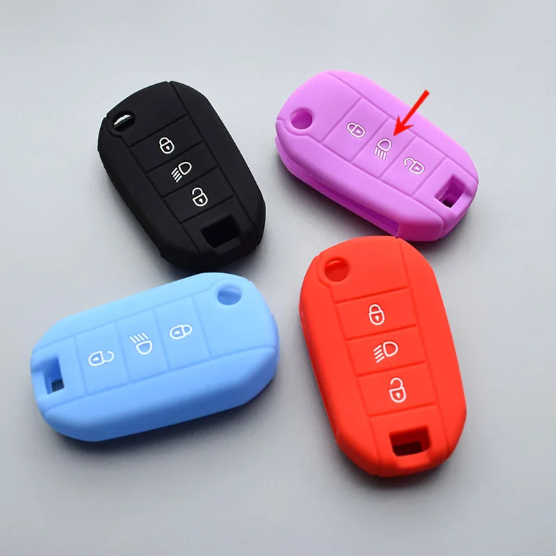 

For Citroen C2 C3 C4 Picasso Xsara C5 C6 C8 Remote Flip Folding 3 button protect silicone rubber key cover case shell