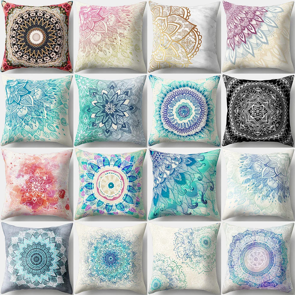 

40*40cm Euro Cushion Cover Geomtric Pillowcase Bohemian Style Peach skin Pillow Cover Printed Throw Pillows Decorative B-057