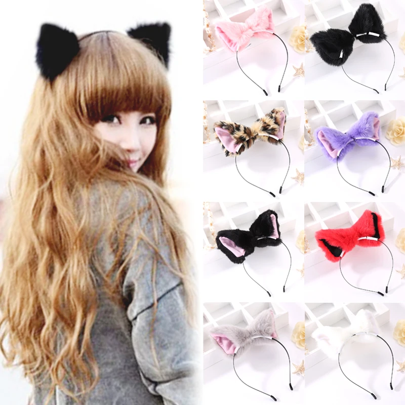 

Fashion Girl Cute Sexy Candy Color Lolita Royal sister fox demon performance headdress props plush cat ears fox ears hair band