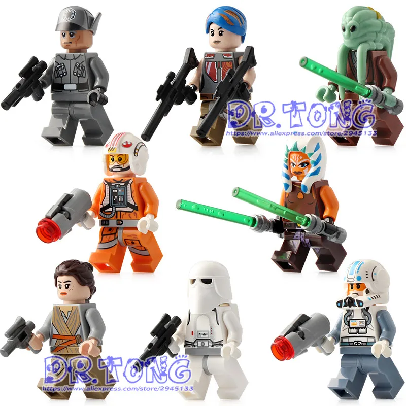

Single Sale Star Wars Chewbacca Finn Stormtooper Darth Vader Rey Finn Luke Ahsoka Tano Fisto Building Block Toys C023-C030