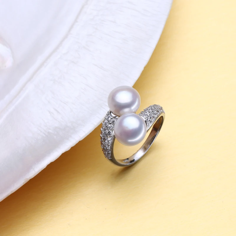 Ювелирные изделия из жемчуга FENASY, кольца с двойным жемчугом, кольца из пресноводного жемчуга, 925 серебряные кольца для женщин, очаровательные серебряные кольца, новинка