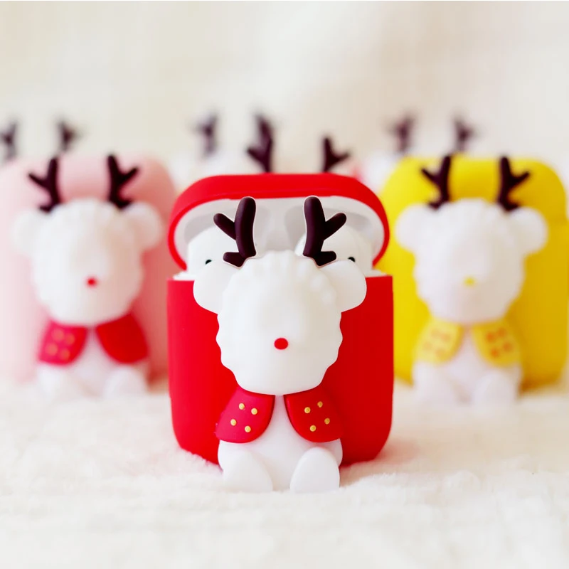 

Cute Christmas Elk DIY Silicone Case for Apple Airpods Case Accessories Protective Cover Bluetooth Earphone Case Cartoon Decor
