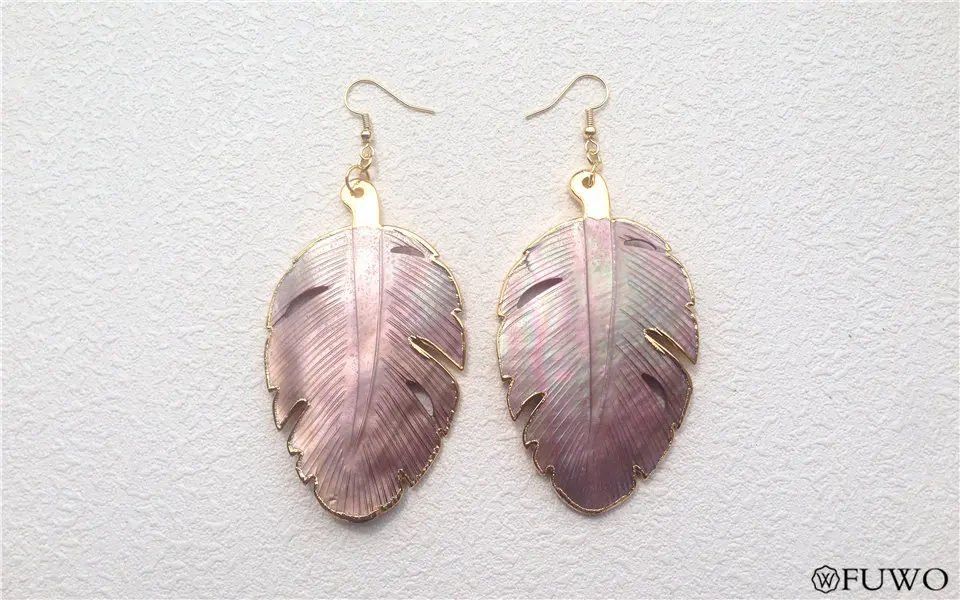 Exaggerated Big Leaves Shell Earrings 7