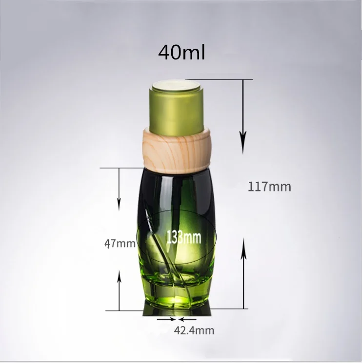 40ml 100ml 120ml Glass Emulsion Bottle Empty Cosmetic Containers Bottle Green Glass Series Set Essence Bottle 6PcsLot  (1)