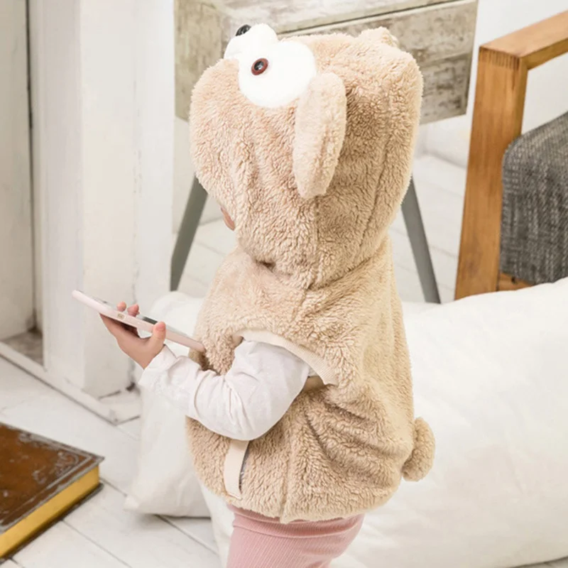 2018 autumn winter baby boys girls vest for children thick cotton warm rabbit veat cute hooded outwear children clothes (6)