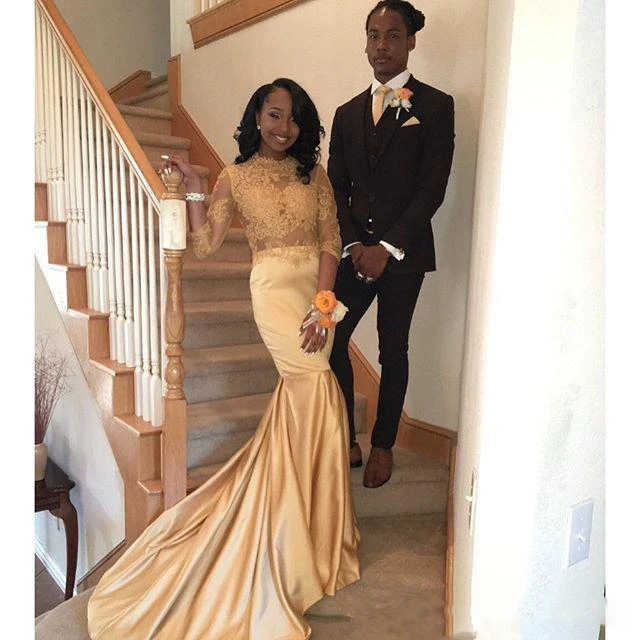 2017 Champagne Black Girl Prom Dresses ...