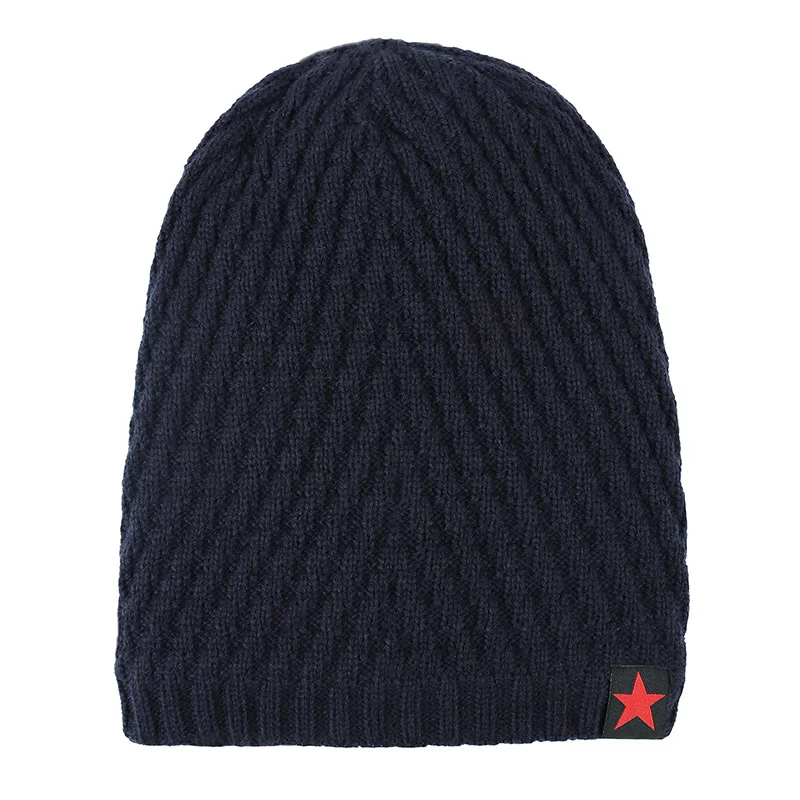 Men Skullies Beanies Knitted Hat Winter Plus velvet thickening Hats Plain Warm Male Gorros ski Bonnet outdoor Solid color Z59