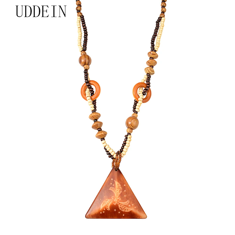 

UDDEIN Long Pendant Necklace Women Bohemian Statement Jewelry Handmade Wedding Accessories Wholesale Wood Chain Maxi Necklace