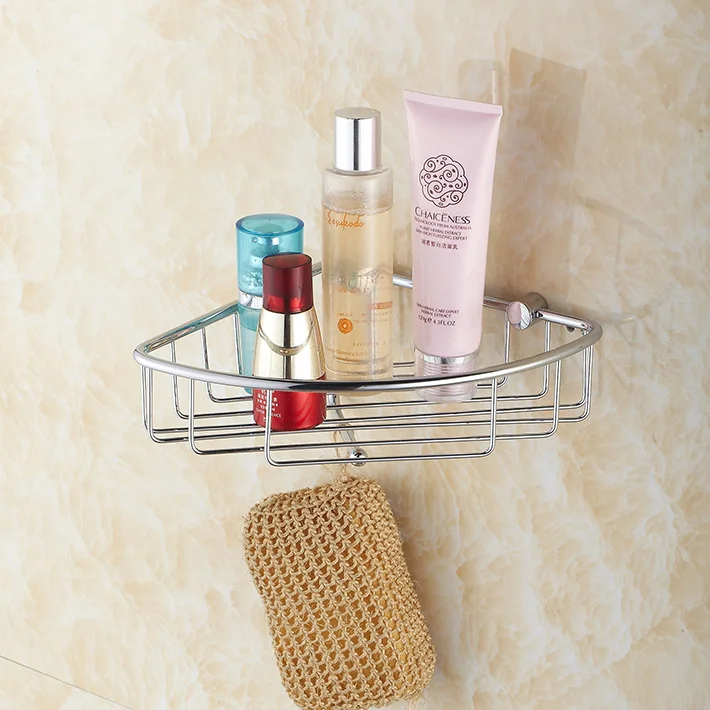 Corner Shower caddy Rustproof brass Wall Mount Shower Basket for Bathroom , single tier shelf