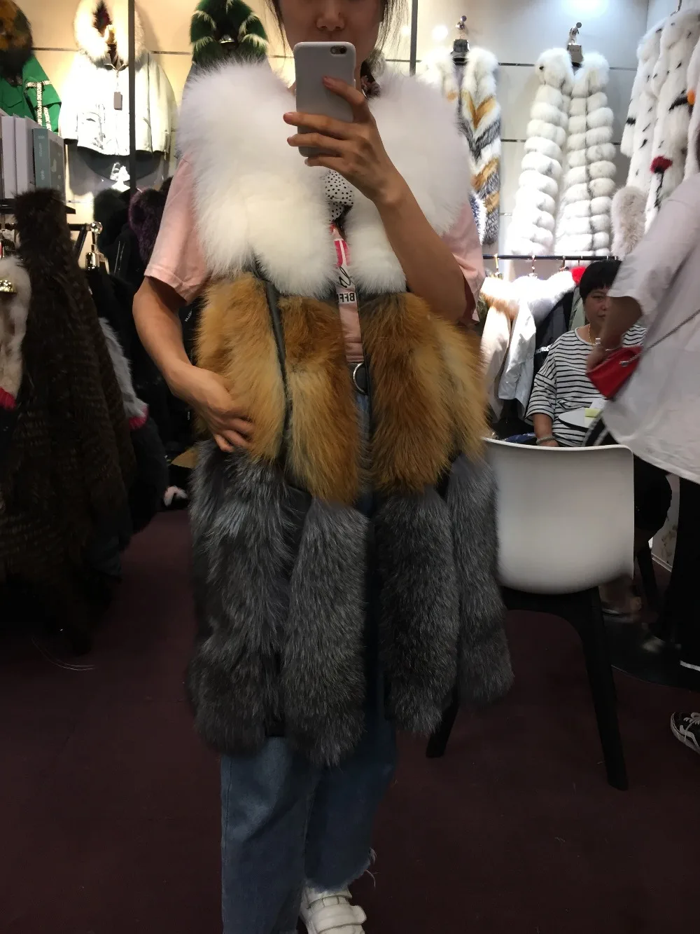 

SQXR FUR Real Fox Fur Vest Women New Fashion Genuine Fox Fur Coat Gilet Jacket Winter