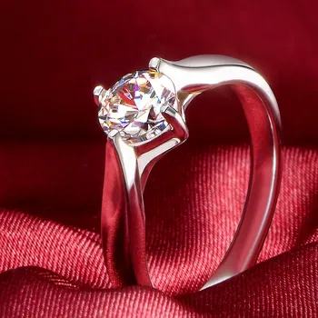 

Romance 0.5Ct 5mm E-F Moissanite Engaged Ring for Her White Gold Color 925 Sterling Silver Wedding Marriage Jewelry